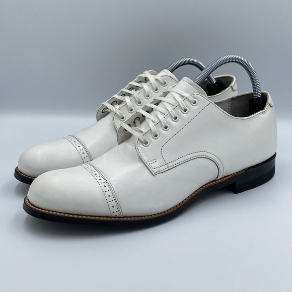 Stacy Adams Other - Stacy Adams Madison Cap Toe Oxford White Kidskin Leather Men's 9.5 D Dress Shoe